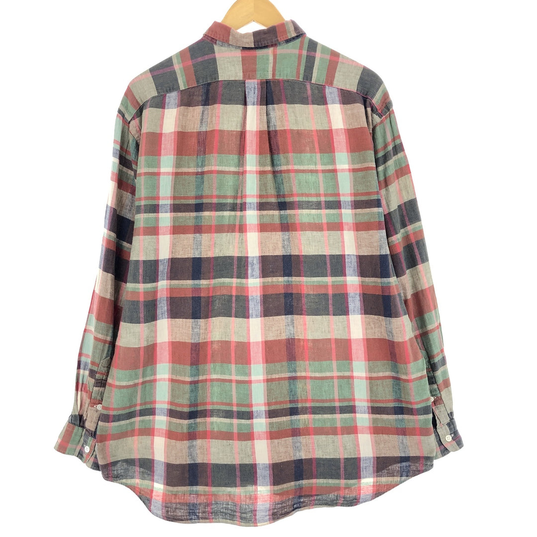 Ralph Lauren POLO by Ralph Lauren Check Pattern Long Sleeve Linen x Cotton Shirt Men's L /eaa457588