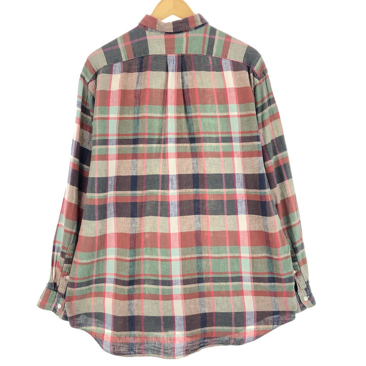Ralph Lauren POLO by Ralph Lauren Check Pattern Long Sleeve Linen x Cotton Shirt Men's L /eaa457588