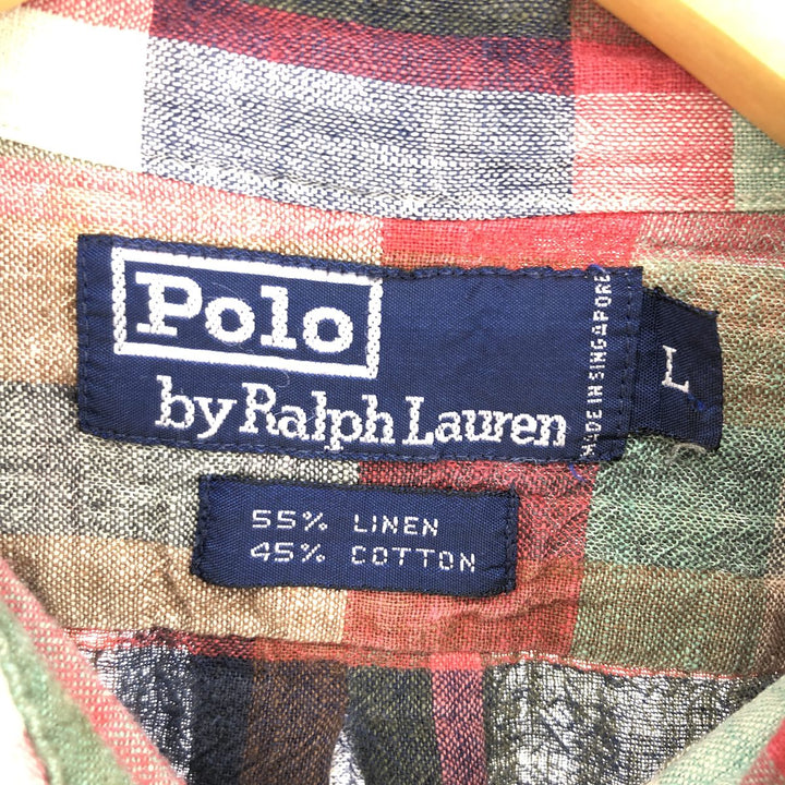 Ralph Lauren POLO by Ralph Lauren Check Pattern Long Sleeve Linen x Cotton Shirt Men's L /eaa457588