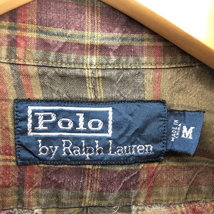 Ralph Lauren POLO RALPH LAUREN CUSTOM FIT Check Pattern Long Sleeve Linen Shirt Men's M /eaa457589