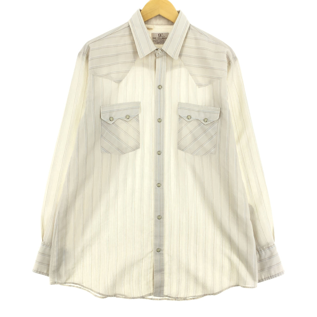 70'S DEE CEE BRAND Stripe Pattern Long Sleeve Western Shirt Made in USA Men's XL Vintage /eaa457593