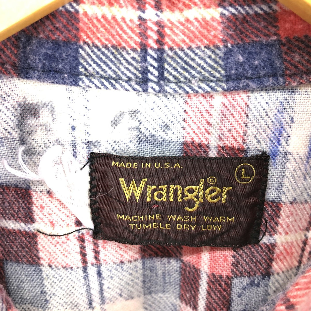 70'S Wrangler Check Pattern Long Sleeve Western Shirt Made in USA Men's L Vintage /eaa457594