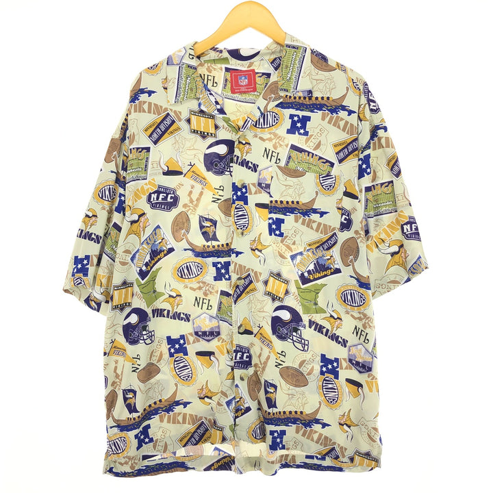 NFL MINNESOTA VIKINGS Minnesota Vikings all-over print open collar Hawaiian aloha shirt men's L /eaa457663