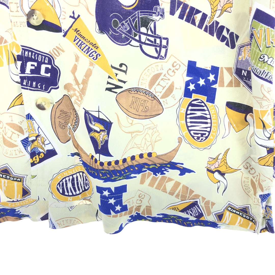 NFL MINNESOTA VIKINGS Minnesota Vikings all-over print open collar Hawaiian aloha shirt men's L /eaa457663