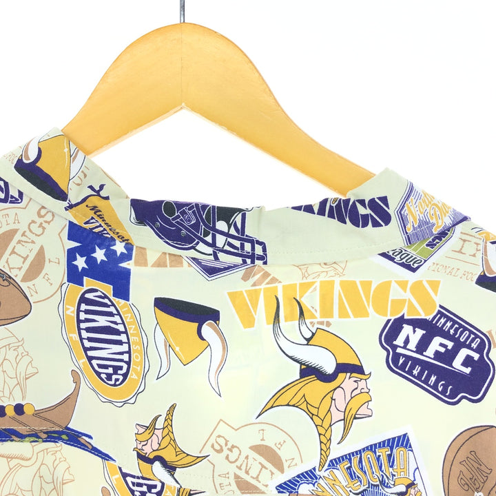 NFL MINNESOTA VIKINGS Minnesota Vikings all-over print open collar Hawaiian aloha shirt men's L /eaa457663