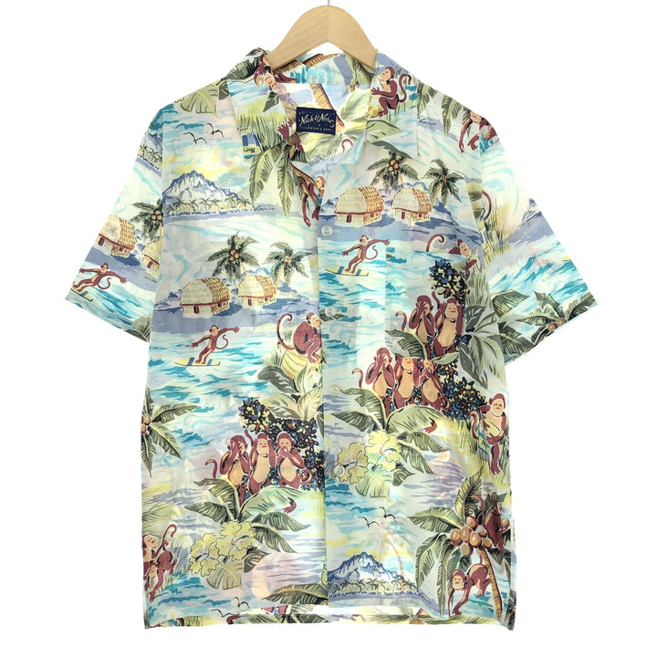 Nick Nora All-over Print Open Collar Hawaiian Aloha Shirt Men's Medium Vintage /eaa457671