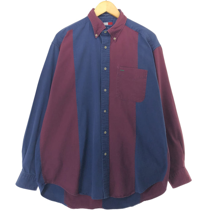 90'S Tommy Hilfiger Two-tone long sleeve button-down shirt Men's XL Vintage /eaa457698