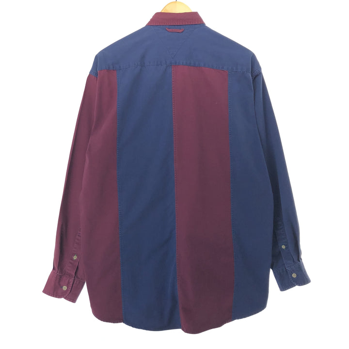 90'S Tommy Hilfiger Two-tone long sleeve button-down shirt Men's XL Vintage /eaa457698