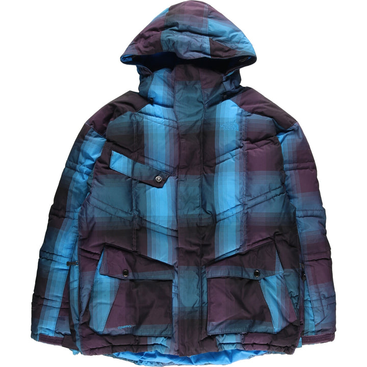 The North Face Cryptic Check Pattern Goose Down Parka, Men's XL polyester blue type Vintage Second Hand