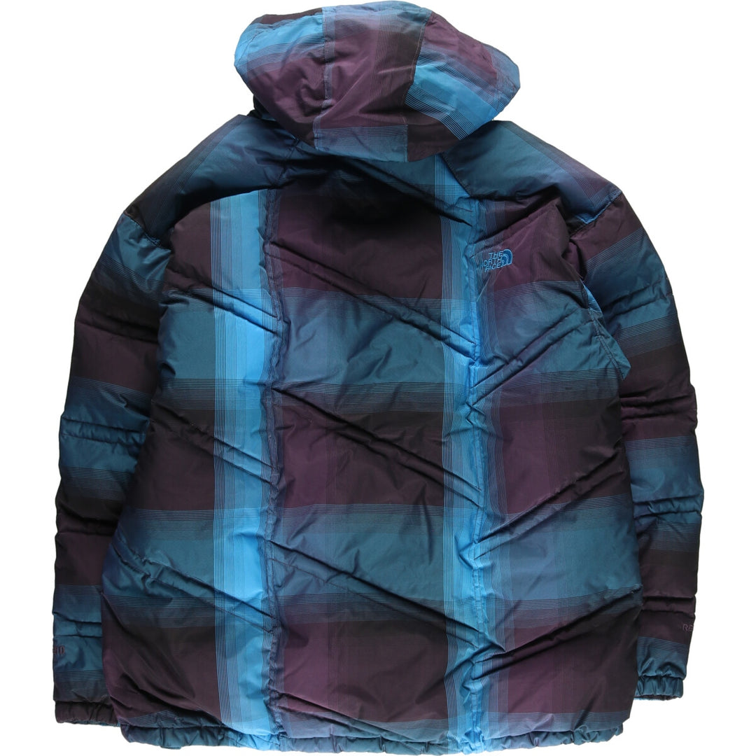 The North Face Cryptic Check Pattern Goose Down Parka, Men's XL polyester blue type Vintage Second Hand
