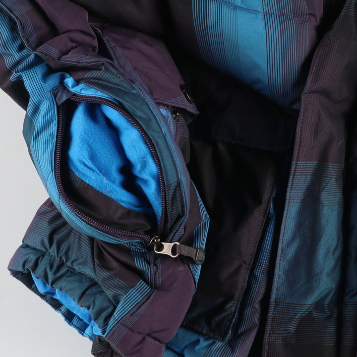 The North Face Cryptic Check Pattern Goose Down Parka, Men's XL polyester blue type Vintage Second Hand