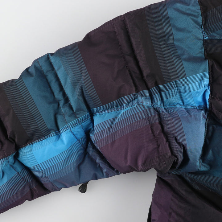 The North Face Cryptic Check Pattern Goose Down Parka, Men's XL polyester blue type Vintage Second Hand
