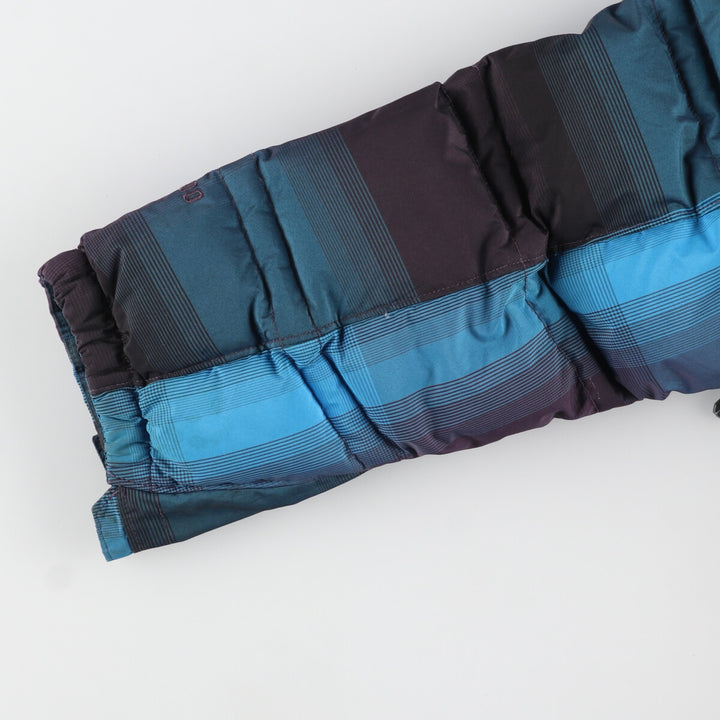 The North Face Cryptic Check Pattern Goose Down Parka, Men's XL polyester blue type Vintage Second Hand