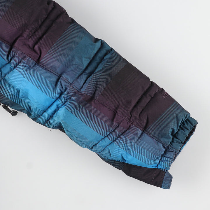 The North Face Cryptic Check Pattern Goose Down Parka, Men's XL polyester blue type Vintage Second Hand