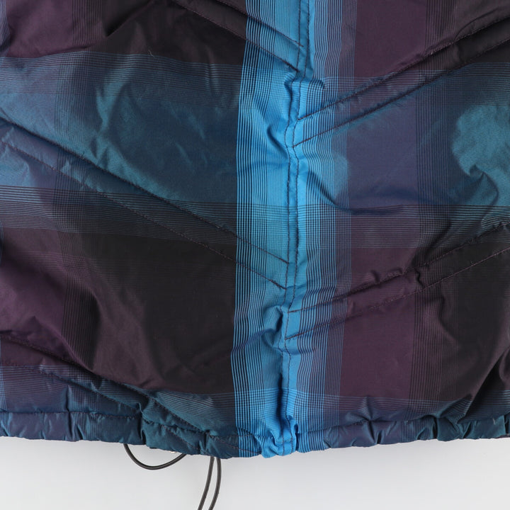 The North Face Cryptic Check Pattern Goose Down Parka, Men's XL polyester blue type Vintage Second Hand
