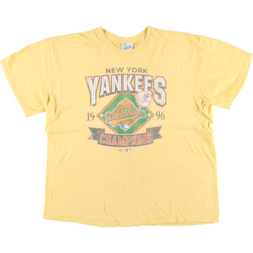 Forty Seven '47 MLB New York Yankees Logo Print T-Shirt Men's XL cotton yellow type Vintage Second Hand