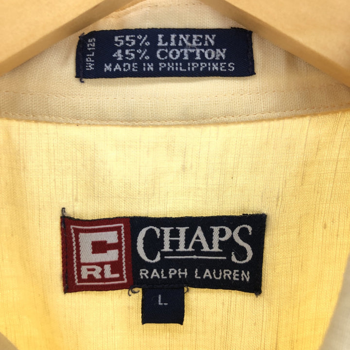 90'S Ralph Lauren CHAPS short sleeve linen x cotton button down shirt men's L vintage /eaa457901