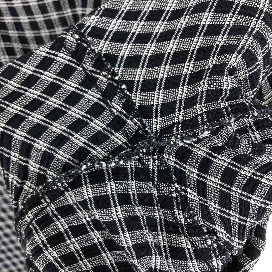 GILLIO Check Pattern Open Collar Short Sleeve Rayon Shirt Made in USA Men's L /eaa457924