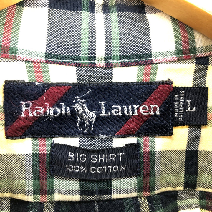 Ralph Lauren BIG SHIRT Long Sleeve Button Down Check Shirt Men's L /eaa457939