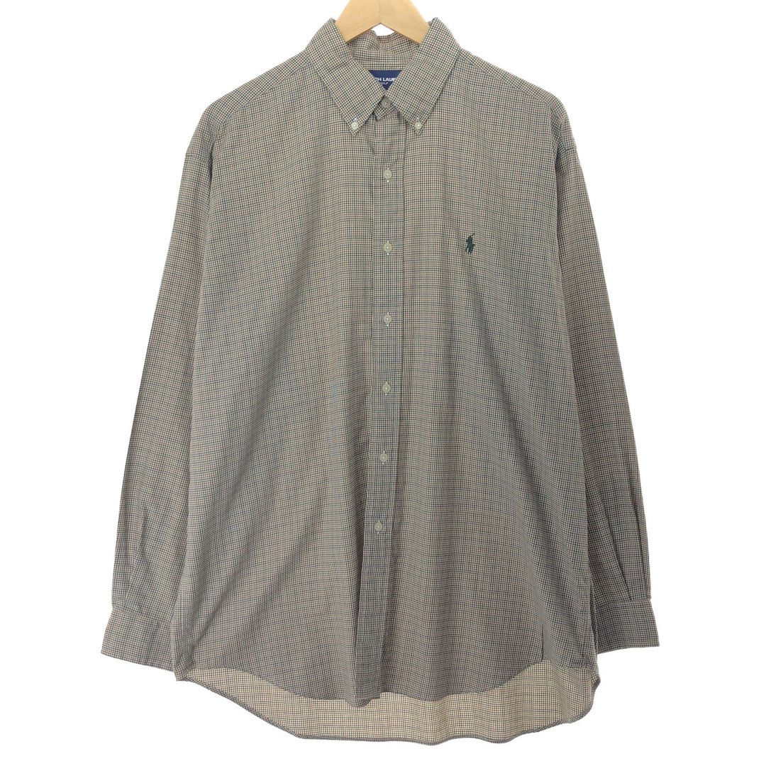 90'S Ralph Lauren POLO GOLF Long Sleeve Button Down Check Shirt Men's XL Vintage/eaa457942