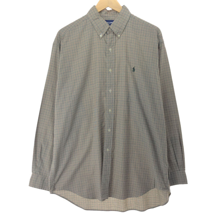 90'S Ralph Lauren POLO GOLF Long Sleeve Button Down Check Shirt Men's XL Vintage/eaa457942