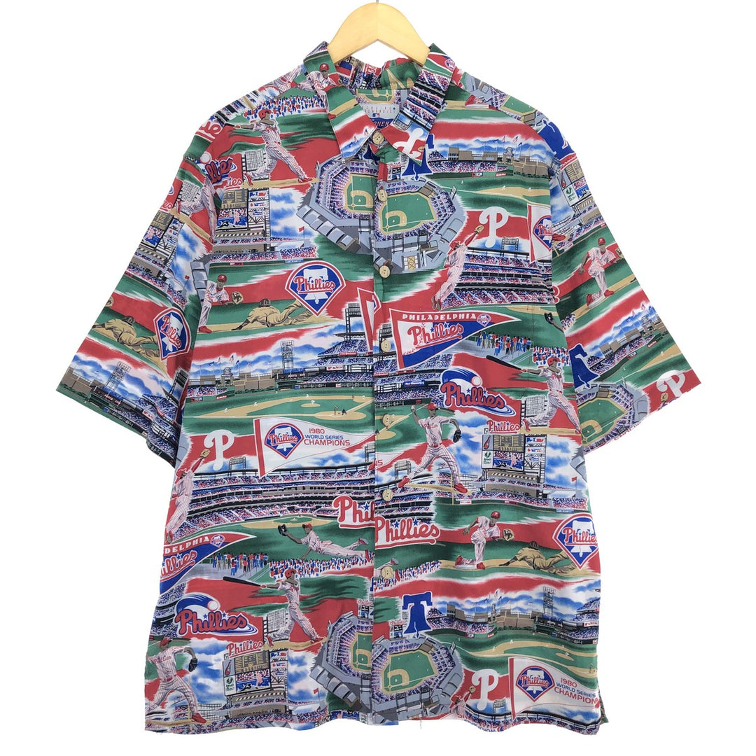 Reyn Spooner GENUINE MERCHANDISE MLB Philadelphia Phillies All-Over Print Hawaiian Aloha Shirt Men's XXL /eaa457957