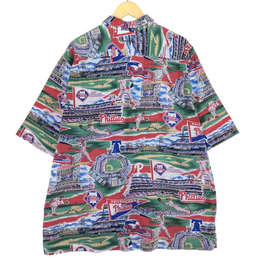 Reyn Spooner GENUINE MERCHANDISE MLB Philadelphia Phillies All-Over Print Hawaiian Aloha Shirt Men's XXL /eaa457957