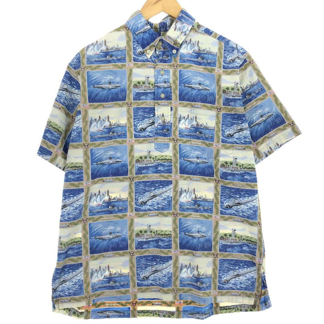 90'S Reyn Spooner Swimsuit Tag Bikini Tag All-Over Print Pullover Button-Down Hawaiian Aloha Shirt Men's M /eaa457984