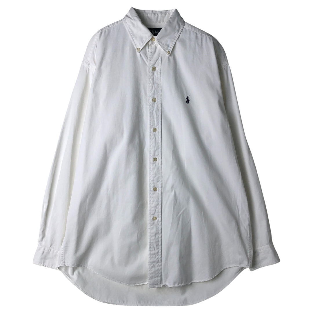 Ralph Lauren BLAIRE long sleeve button down shirt, men's size M cotton white type Vintage Second Hand