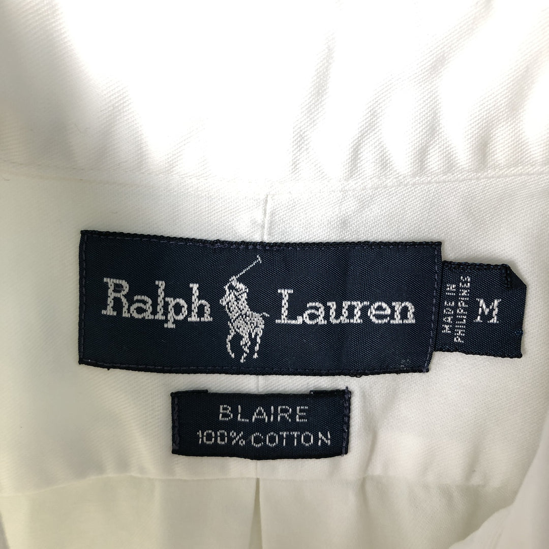 Ralph Lauren BLAIRE long sleeve button down shirt, men's size M cotton white type Vintage Second Hand