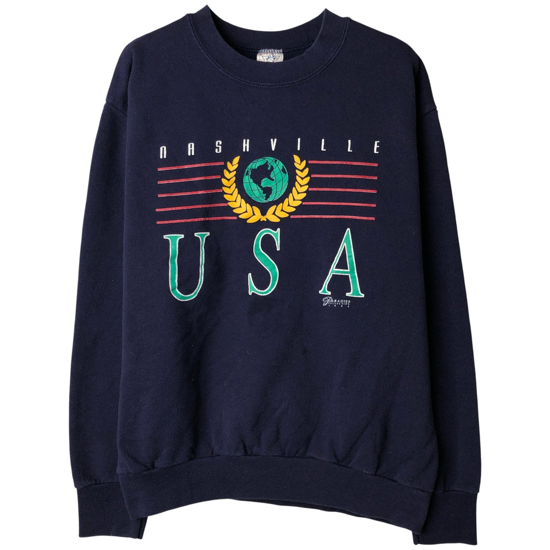 Delta FIFTY-FIFTY College Sweatshirt, Made in USA, Men's Size L cotton navy blue type Vintage Second Hand