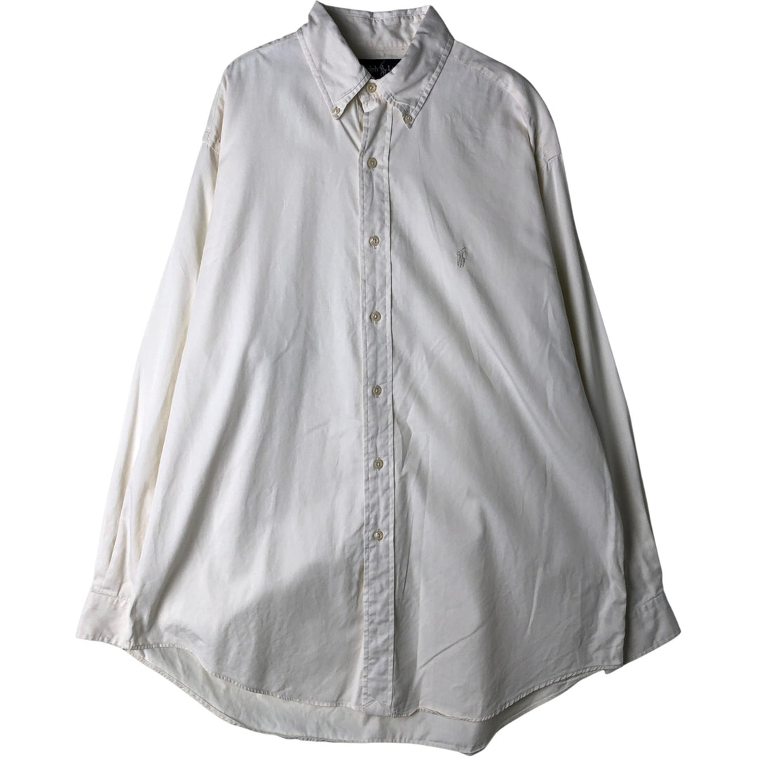 Ralph Lauren YARMOUTH long sleeve button down shirt, men's size L cotton white type Vintage Second Hand