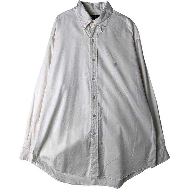 Ralph Lauren YARMOUTH long sleeve button down shirt, men's size L cotton white type Vintage Second Hand
