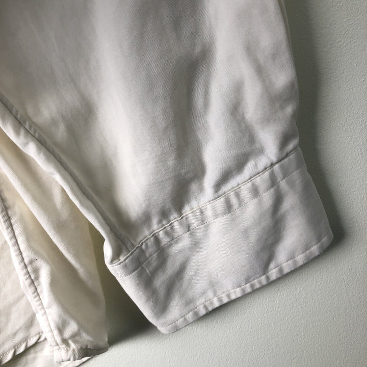 Ralph Lauren YARMOUTH long sleeve button down shirt, men's size L cotton white type Vintage Second Hand