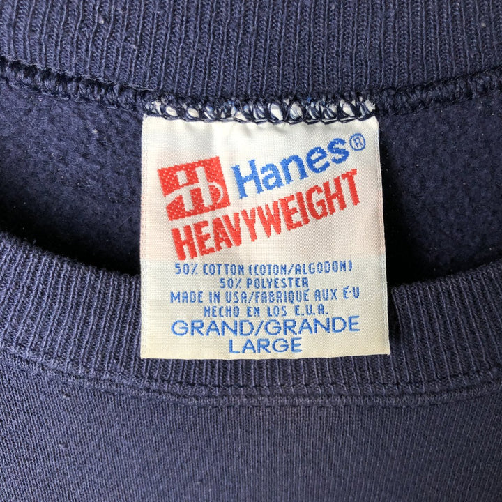 Vintage 90'S Hanes Heavyweight College Sweatshirt, Made in USA, Men's Size L cotton navy blue type Vintage Second Hand