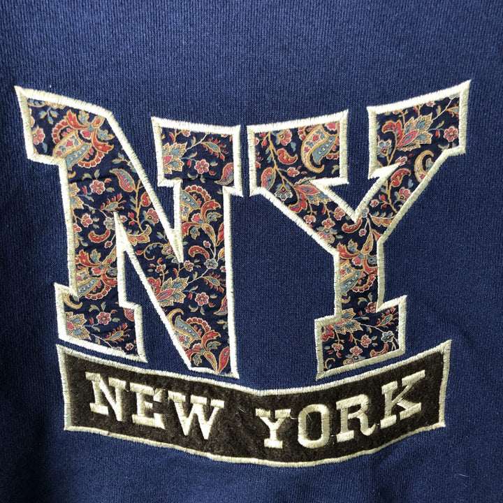 Vintage 90'S Hanes Heavyweight College Sweatshirt, Made in USA, Men's Size L cotton navy blue type Vintage Second Hand