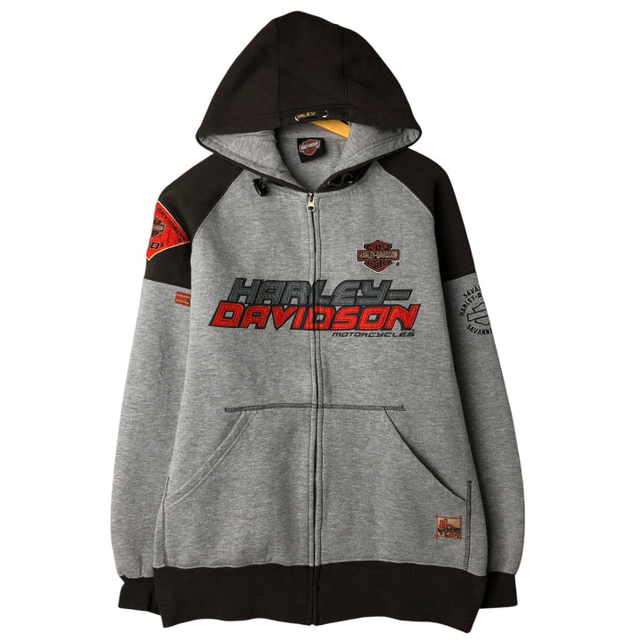 Harley-Davidson Men's Full-Zip Hoodie (XL) cotton gray type Vintage Second Hand