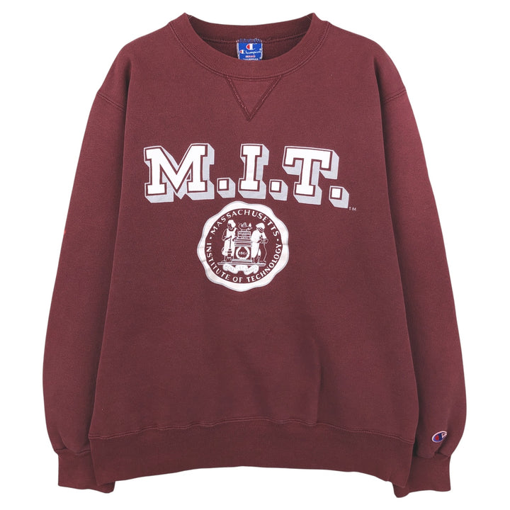 90'S Champion College Sweatshirt, Made in USA, Men's Size L, Vintage cotton red type reddish brown Vintage Second Hand