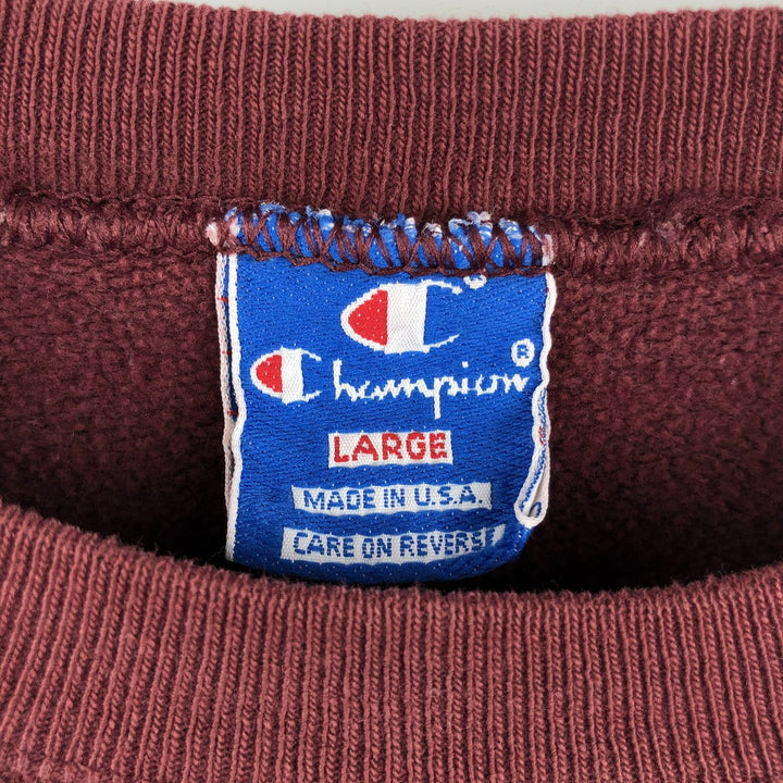 90'S Champion College Sweatshirt, Made in USA, Men's Size L, Vintage cotton red type reddish brown Vintage Second Hand