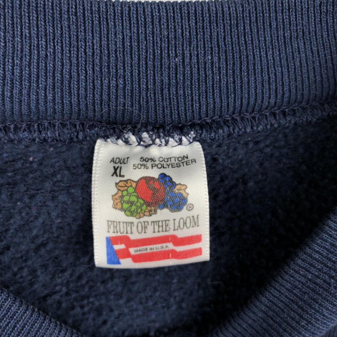 Fruit of the Loom printed sweatshirt, made in the USA, men's size XL cotton navy blue type Vintage Second Hand