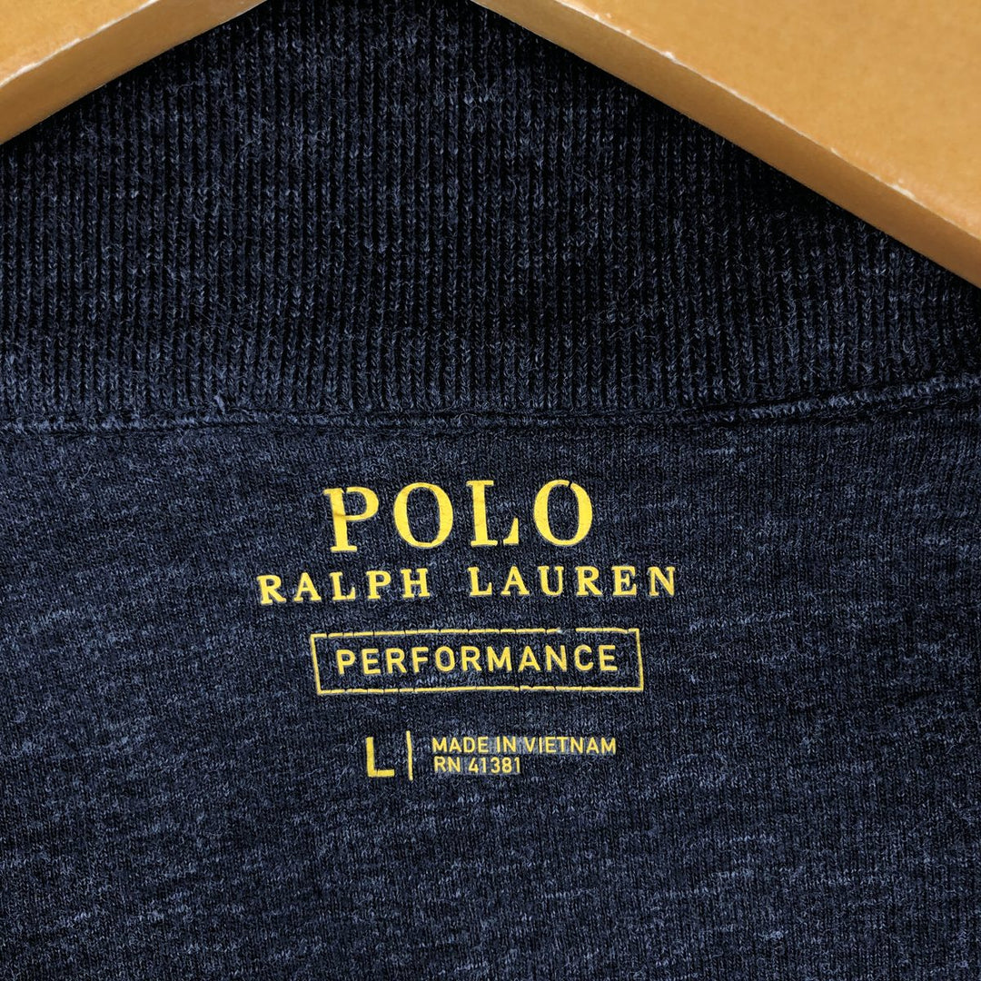 Ralph Lauren POLO RALPH LAUREN PERFORMANCE full-zip sweatshirt, men's size L cotton Charcoal Vintage Second Hand