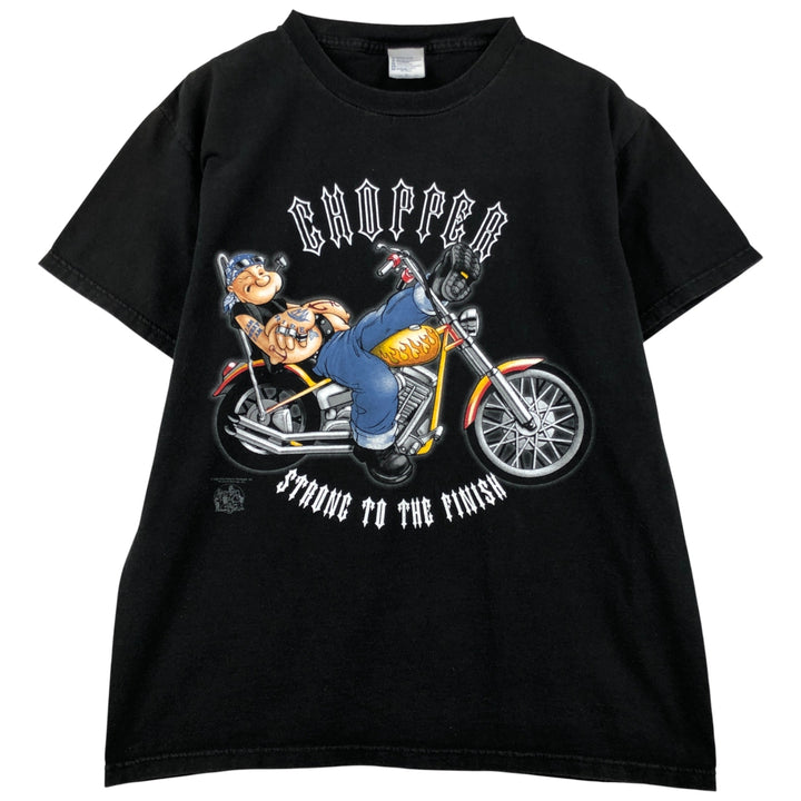 2000'S Delta Popeye character print T-shirt, men's size M cotton black type Vintage Second Hand