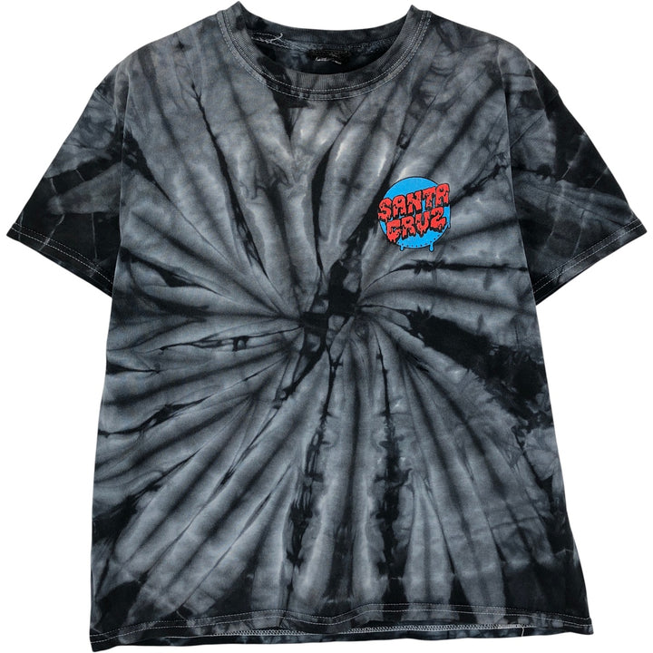 Santa Cruz Tie-Dye Pattern Surf Skate T-Shirt, Women's, Size Medium unclear Charcoal Vintage Second Hand