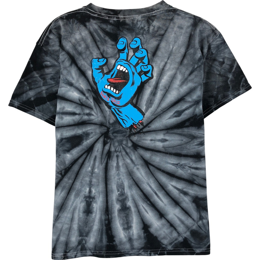 Santa Cruz Tie-Dye Pattern Surf Skate T-Shirt, Women's, Size Medium unclear Charcoal Vintage Second Hand