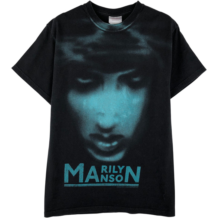 2000'S Hanes MARILYN MANSON Large Print Band T-Shirt, Men's Size Small cotton black type Vintage Second Hand