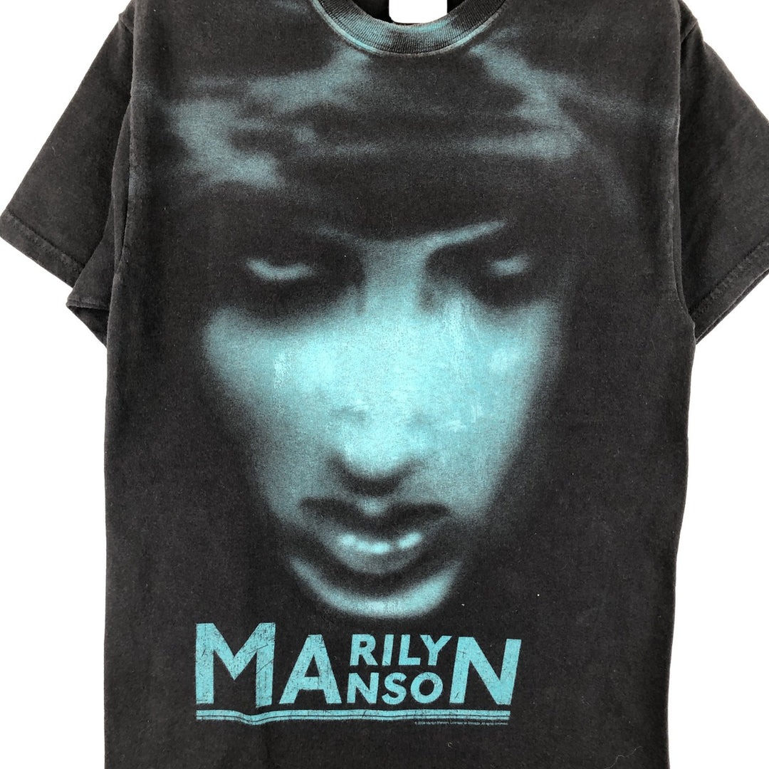 2000'S Hanes MARILYN MANSON Large Print Band T-Shirt, Men's Size Small cotton black type Vintage Second Hand