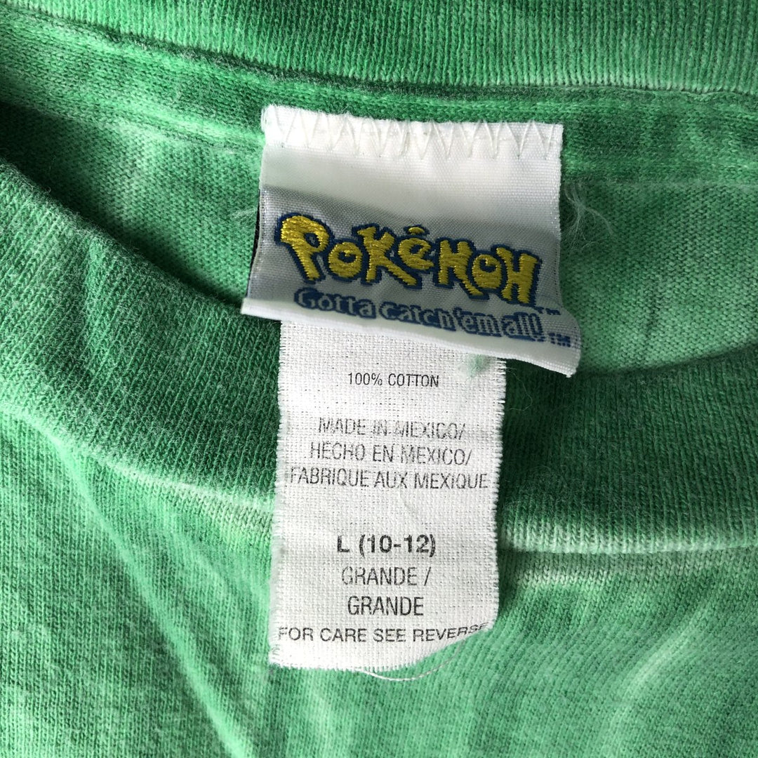 90'S Pokemon Tie-Dye Pattern Anime Character Print T-Shirt, Women's, Size L, Vintage cotton green type Vintage Second Hand