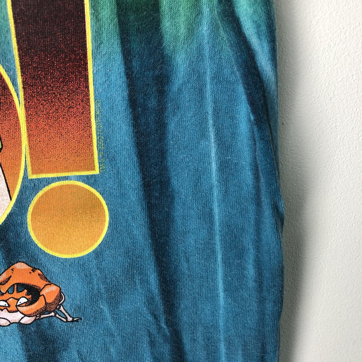 90'S Pokemon Tie-Dye Pattern Anime Character Print T-Shirt, Women's, Size L, Vintage cotton green type Vintage Second Hand