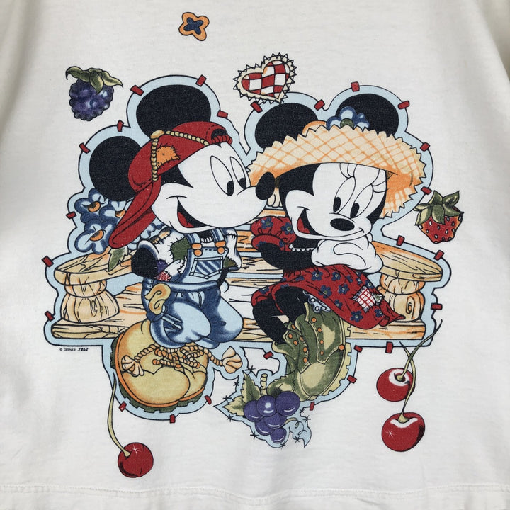 MICKY UNLIMITED Mickey Mouse and Minnie Mouse character print T-shirt, women's, size M, vintage cotton white type Vintage Second Hand