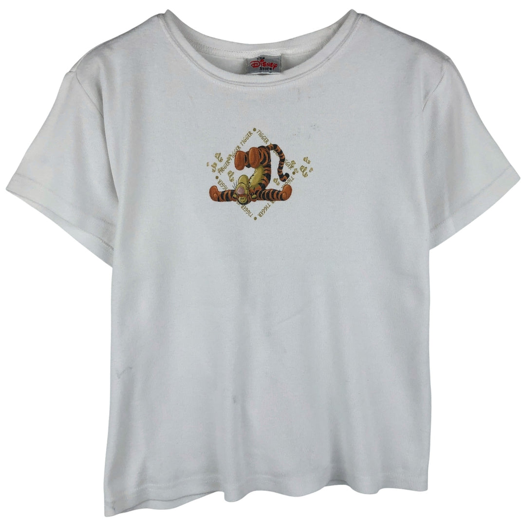 2000'S THE DISNEY STORE TIGGER character print T-shirt, made in USA, women's size L equivalent. cotton white type Vintage Second Hand